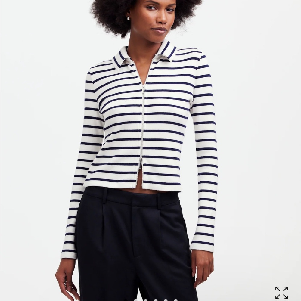 Madewell Striped Zip-Up Hoodie